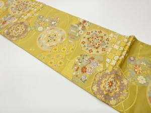 地紙・色紙に花鳥・華紋模様織出し袋帯